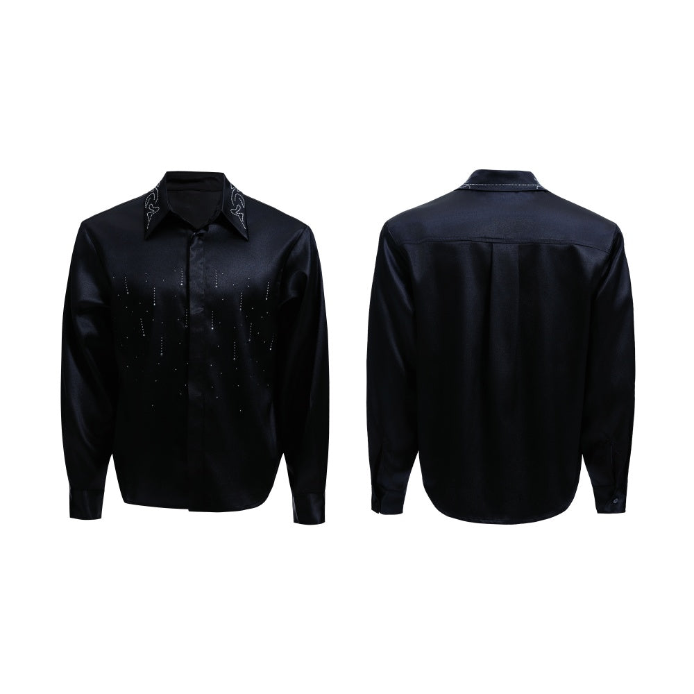 Silkesatin Skjorte Pendler Kort Vid Top