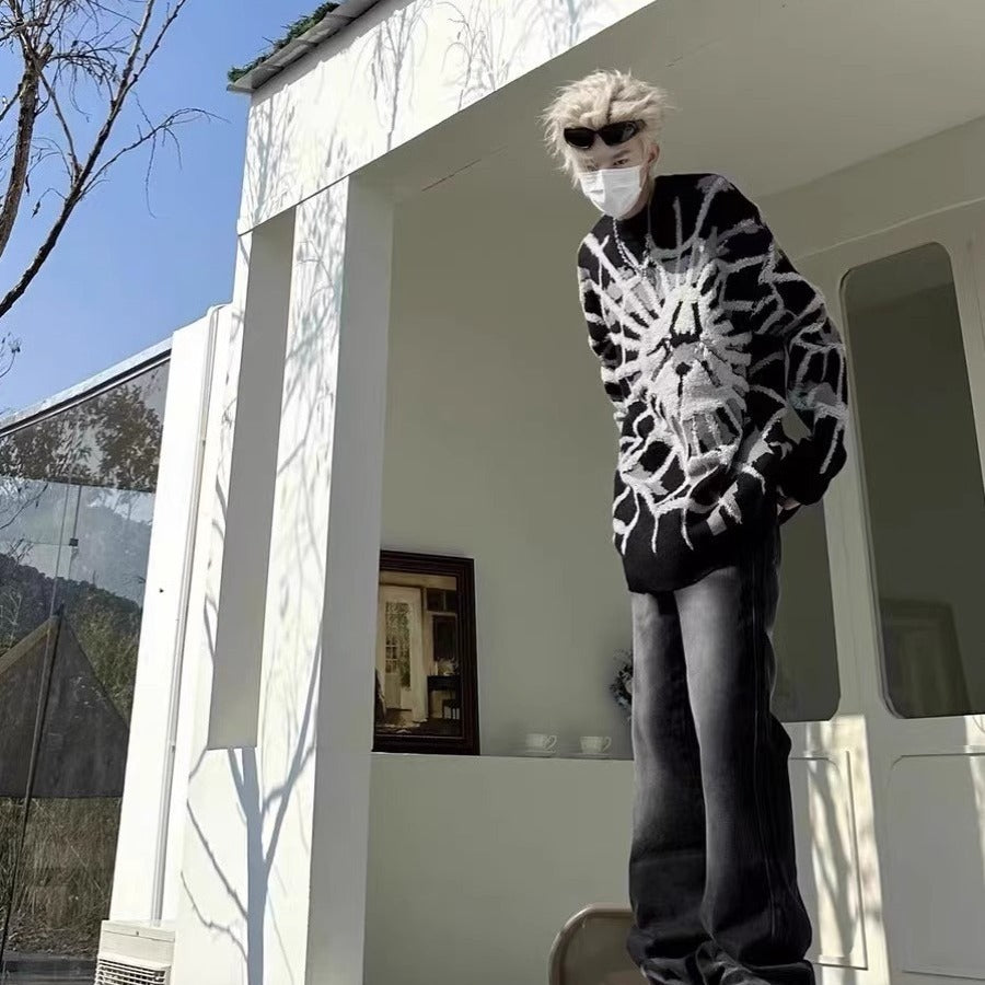 American High Street Spider Jacquard Crew Neck Sweater
