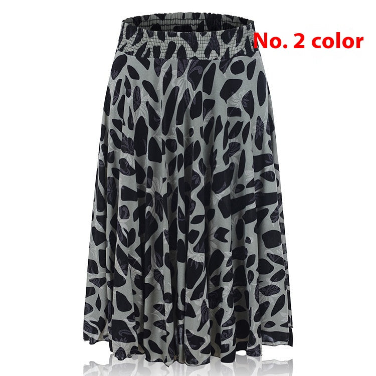 Mom Ice Silk Sundress Women's Skirt Middle-aged Skirt
