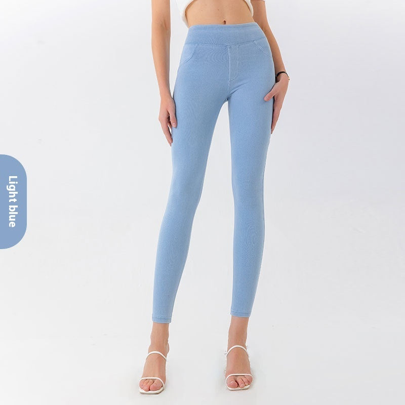 Europæiske Og Amerikanske Nye Højtaljede Yoga Jeans Til Kvinder
