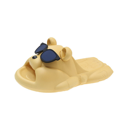 Cute Sunglasses Bear Slippers For Women, Summer Style