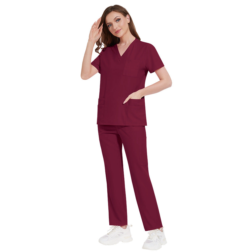 Multi-color Nurse Uniform Set Top And Pants Two-piece Outfit For Women