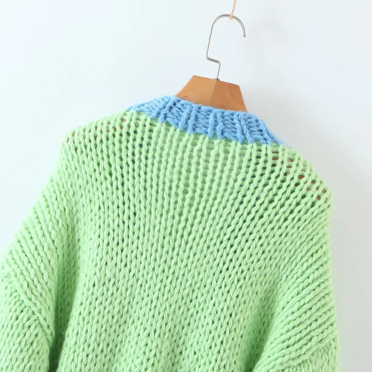 Women's French Green Small Sheep Sweater Coat