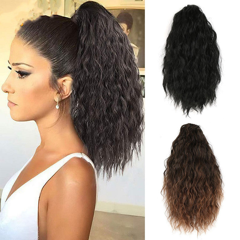 Kort Krøllet Hår Usynlig Velcro Fluffy Majs Permanent Overskæg Hestehale Afrikansk Pigtail