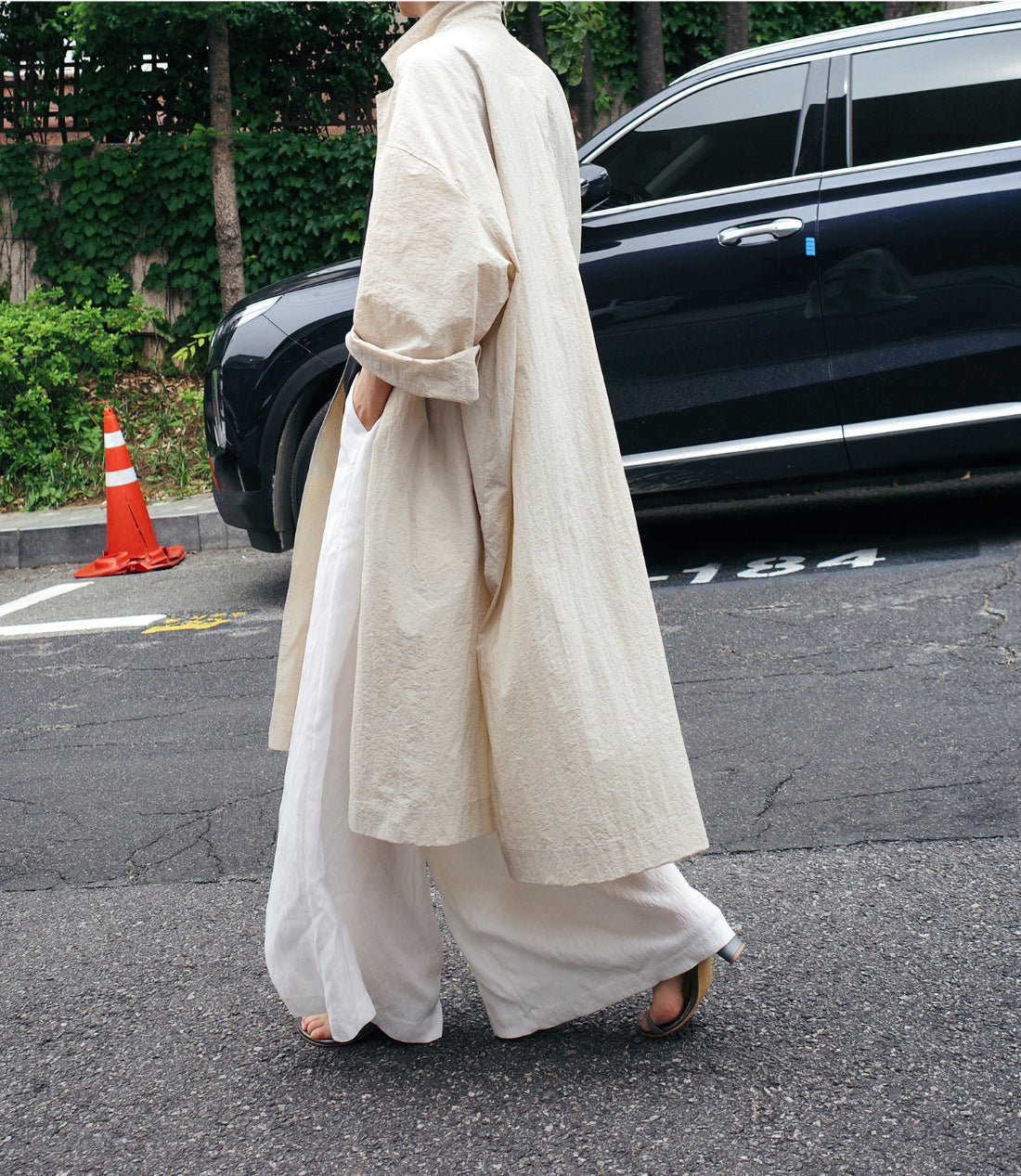 Shirt Dress Overknee Long Split Bf Cotton Linen Trench Coat