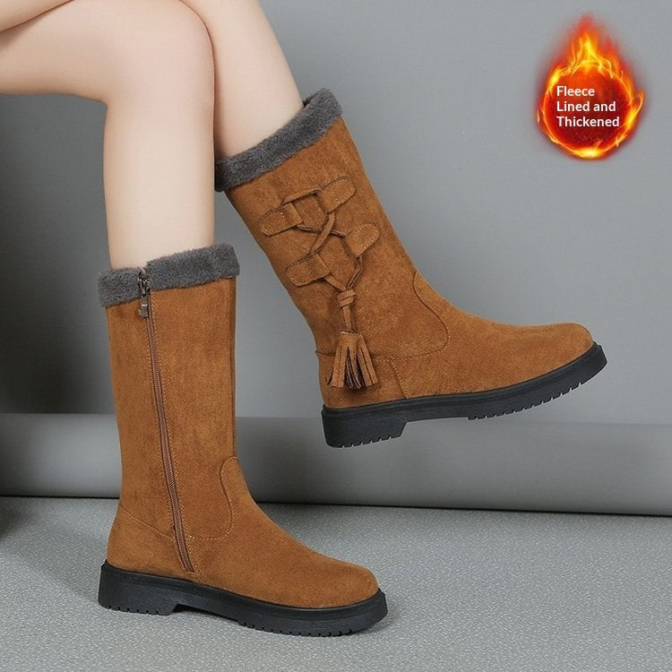 Womens Thick-soled Fleece-lined Extra-thick Boots From Europe And The US