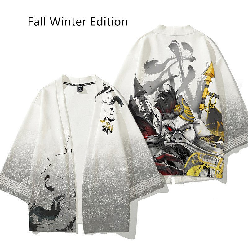 Handsome three-quarter sleeve cardigan robe