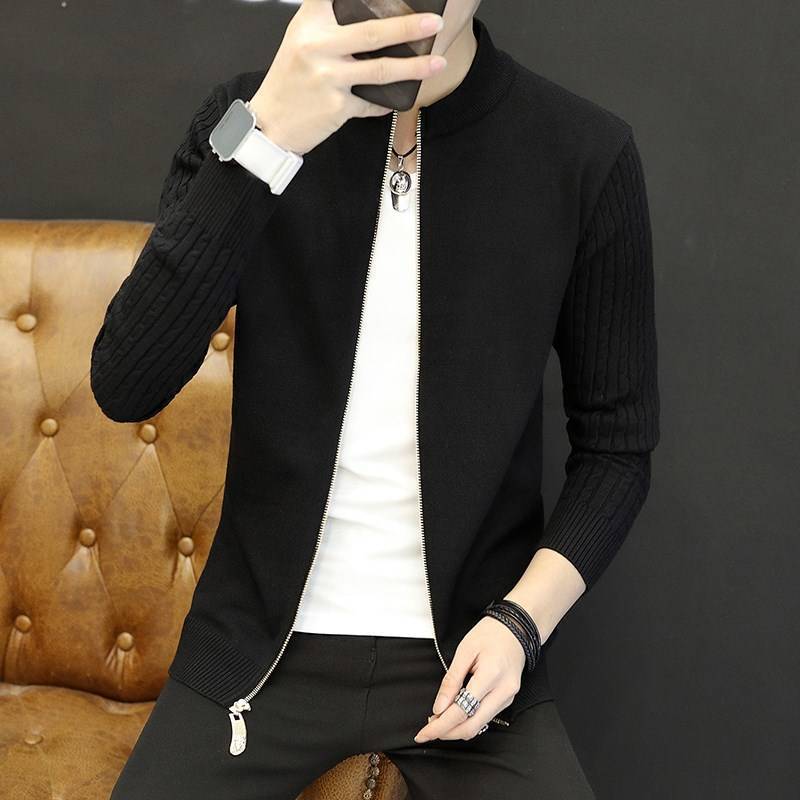 Spring And Autumn Jacket Men's Korean-style Slim-fit Knitted Cardigan Coat