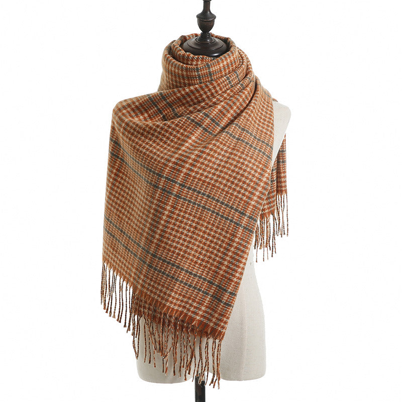 European And American Street Fringed Cashmere Scarf