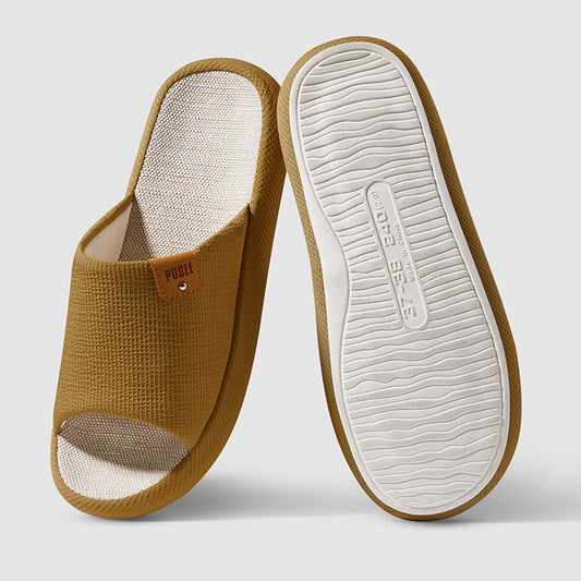 Mute Couple Linen Slippers With Soft Sole