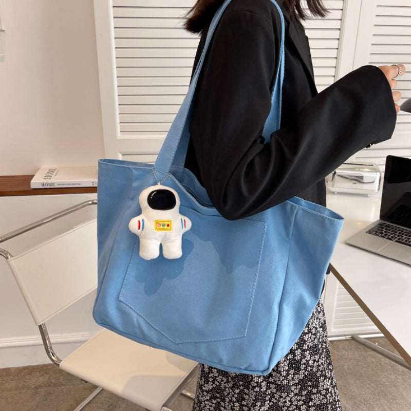 Japanese Lazy Style Solid Color Casual Large Capacity Shoulder Bag