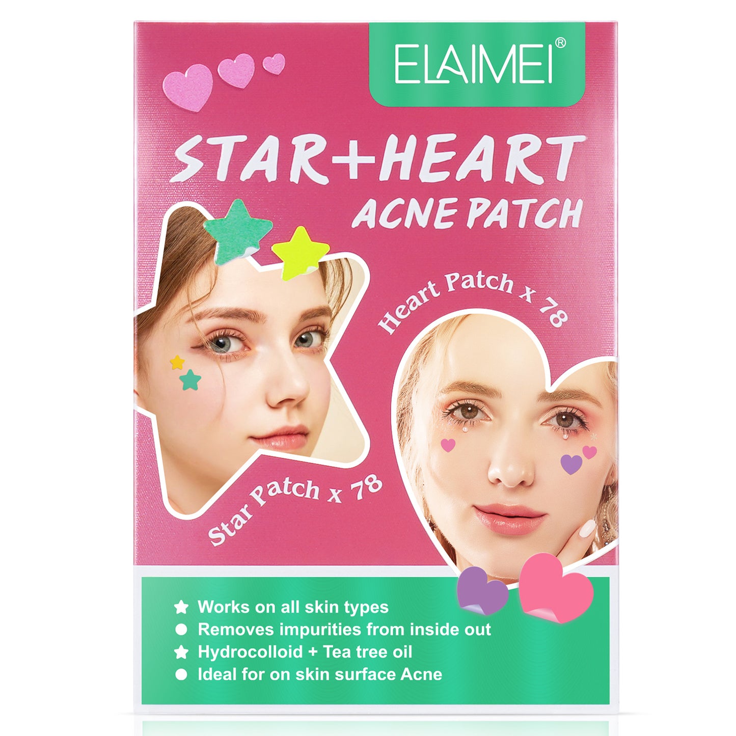 Peach Heart Color Multi-shape Acne Patch