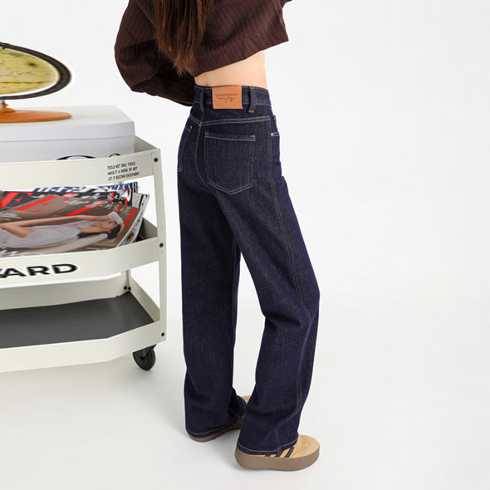 Fleece-lined Thickened Straight Jeans For Women