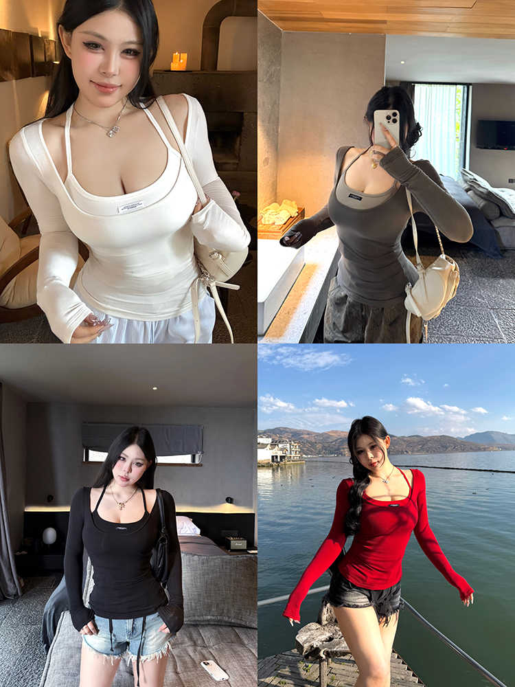 Slimming Inner Real Two-piece Long-sleeved Top For Women