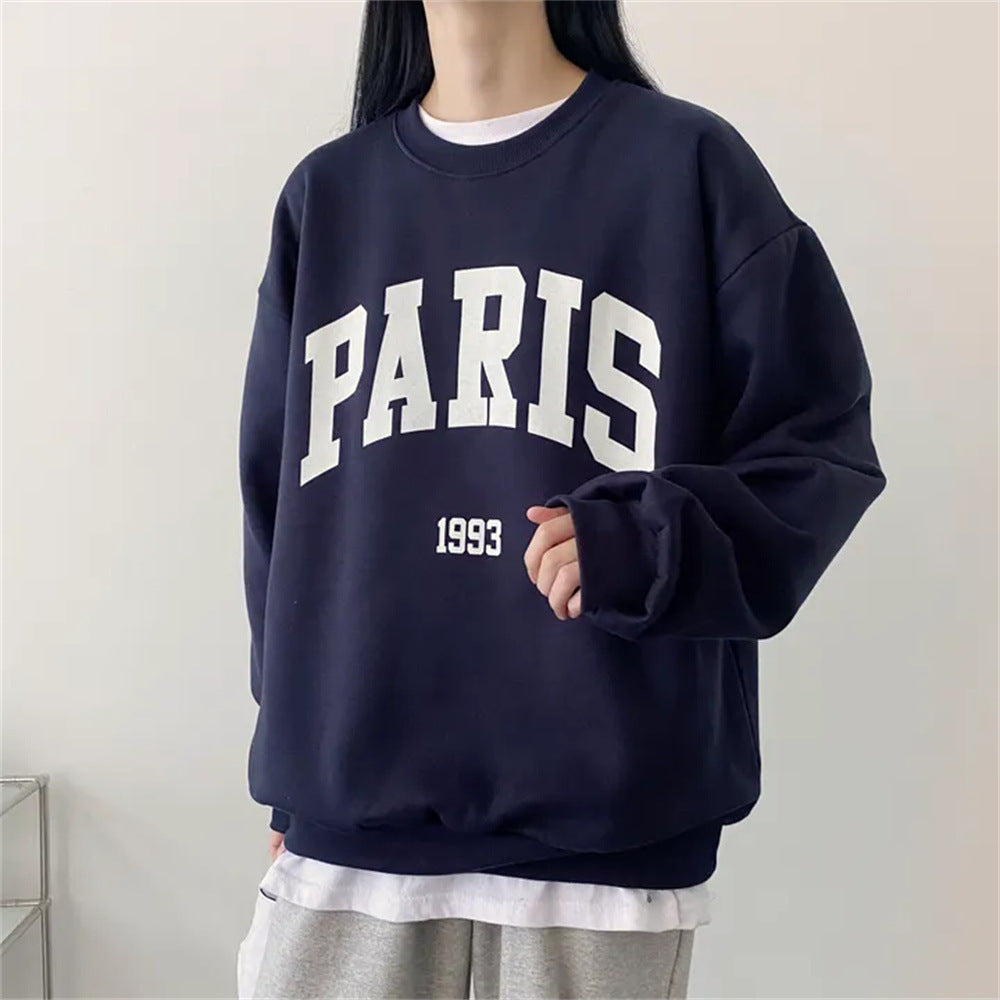 Skjorte Fleece Trykt Langærmet Bogstav Sweater