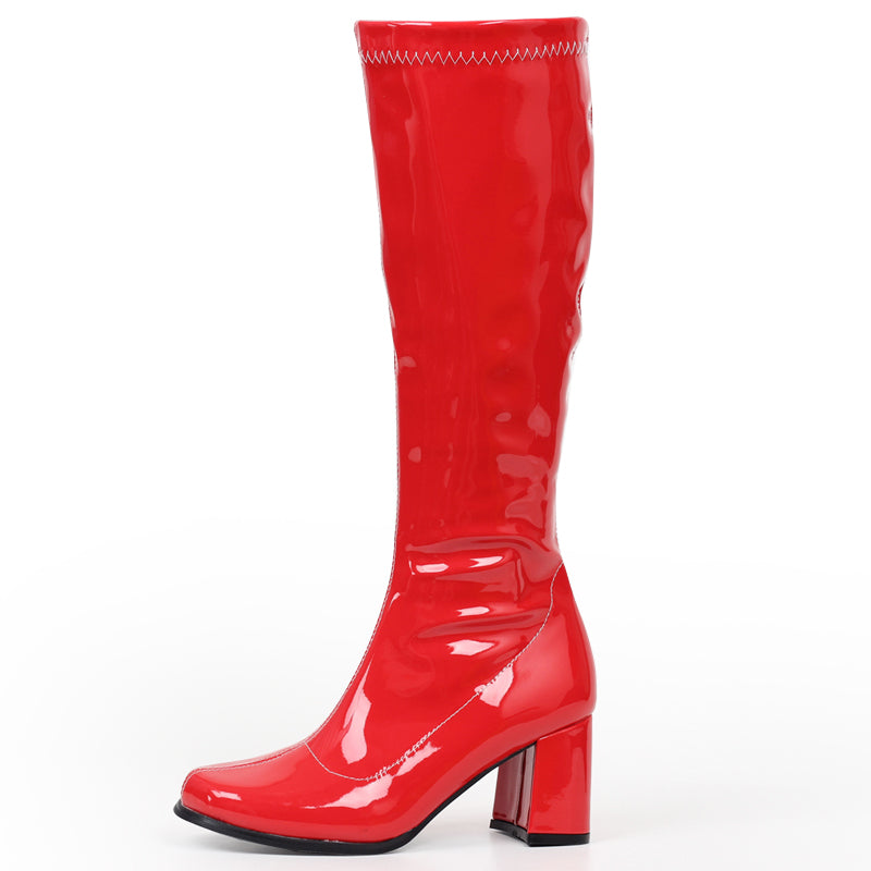 Simple Patent Leather Fashion Thick-heeled Martin Boots 9cm High-heeled
