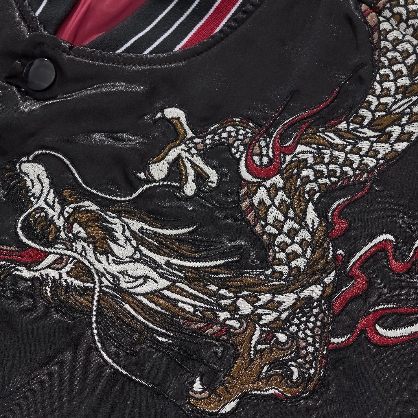 Heavy Duty Embroidered Casual Dragon Pattern Baseball Jacket