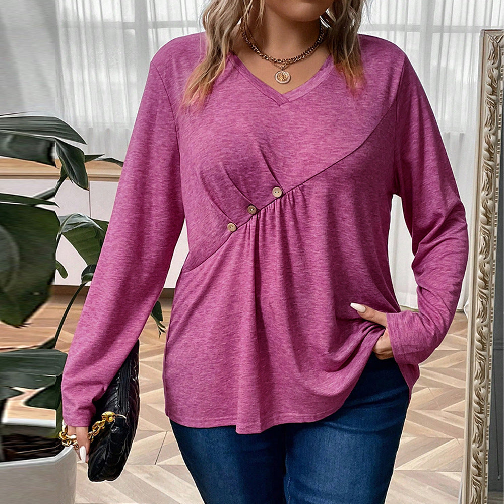 Women's Long-sleeved Waist-cinching Short Base Shirt With Pleated Slim-fit Top