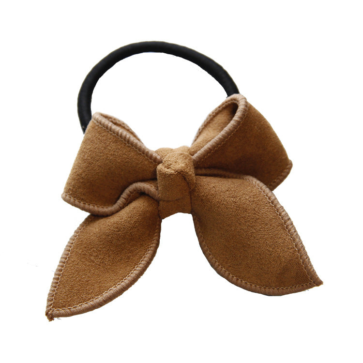 Pure Color Fabric Butterfly Head Rope Suede Bow Hair Rope