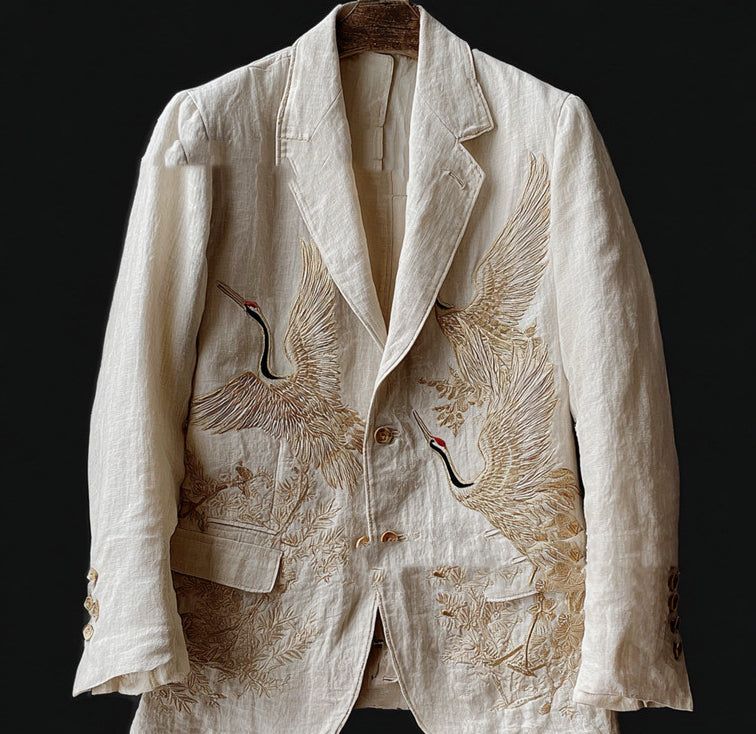 Mens Floral Blazer With Print Suit Jacket