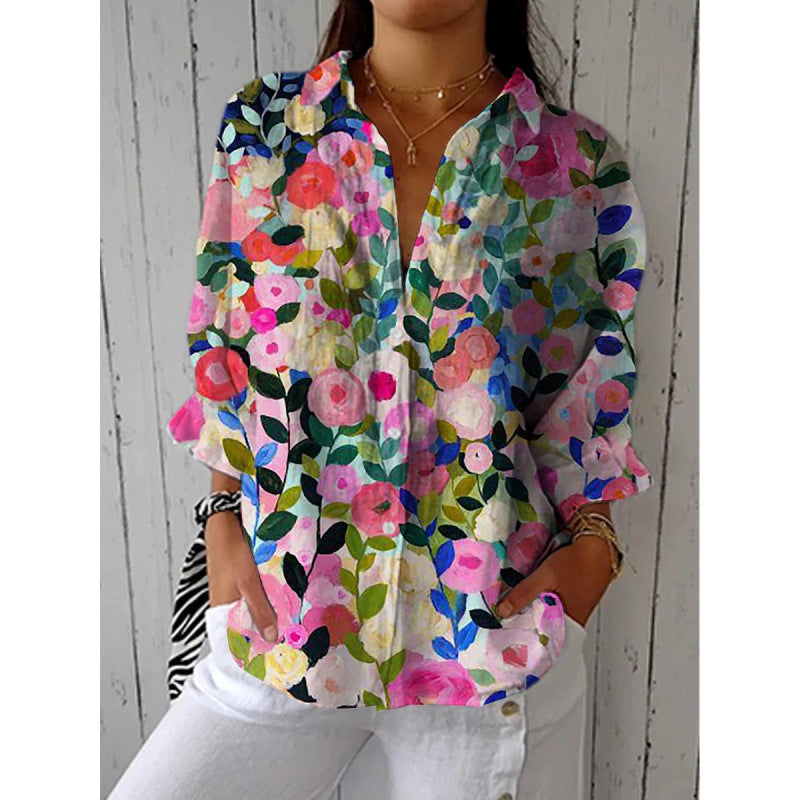 Printing Lapel Casual Shirt 3D