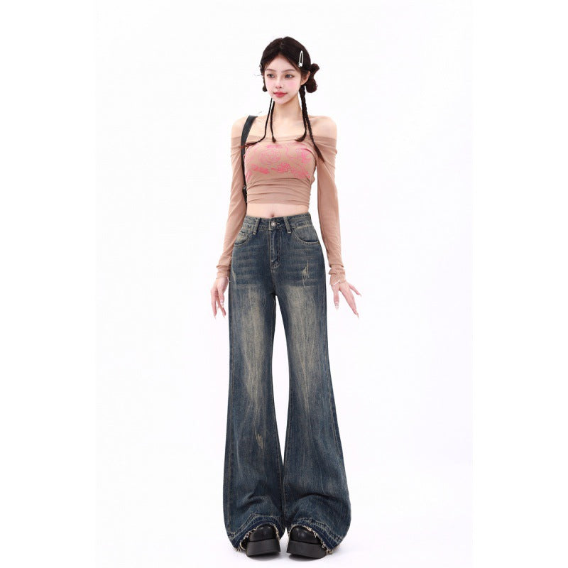 Damejeans i retro amerikansk stil med smalle ben