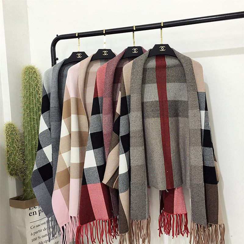 Cape-stil sjal med frynser sweaterjakke til damer
