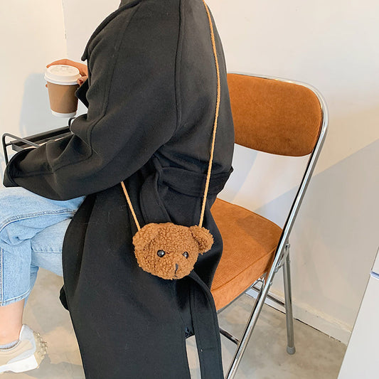 Children's Plush Bear Head Girl's Purse