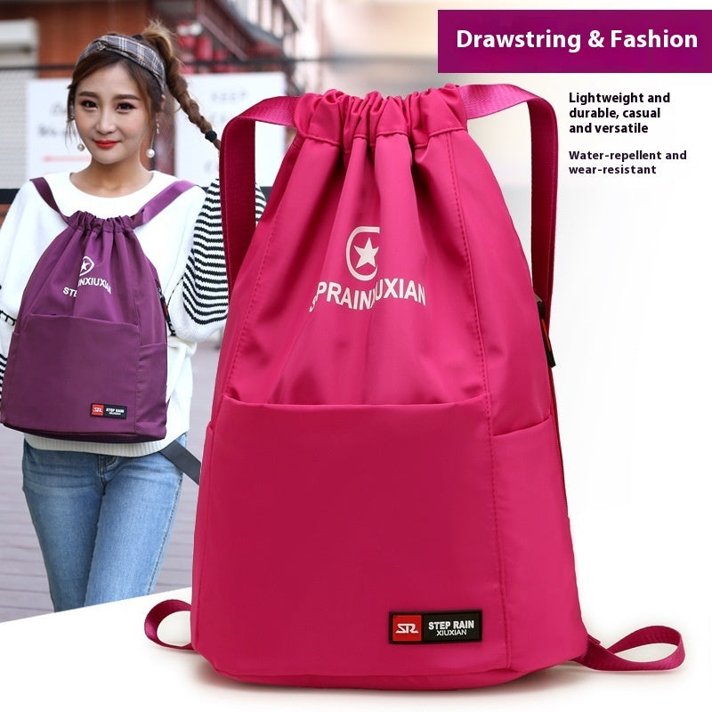 Drawstring Solid Color Simple Drawstring Lightweight Double-shoulder Backpack