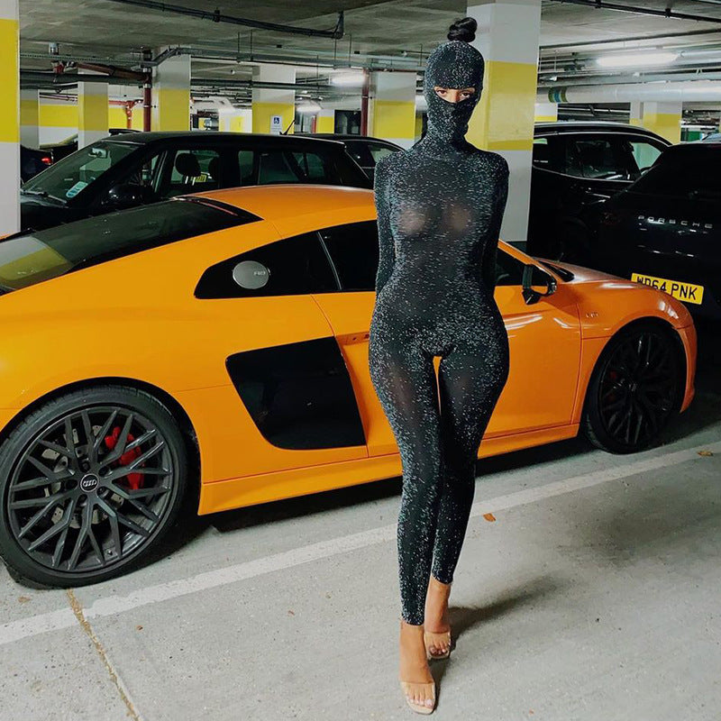 Women's Long Sleeve High Neck Backless One Pants