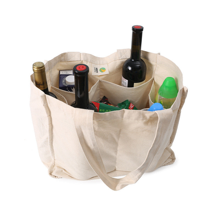 Cotton Split Shopping Supermarket Fruit And Vegetable Portable Canvas Bag