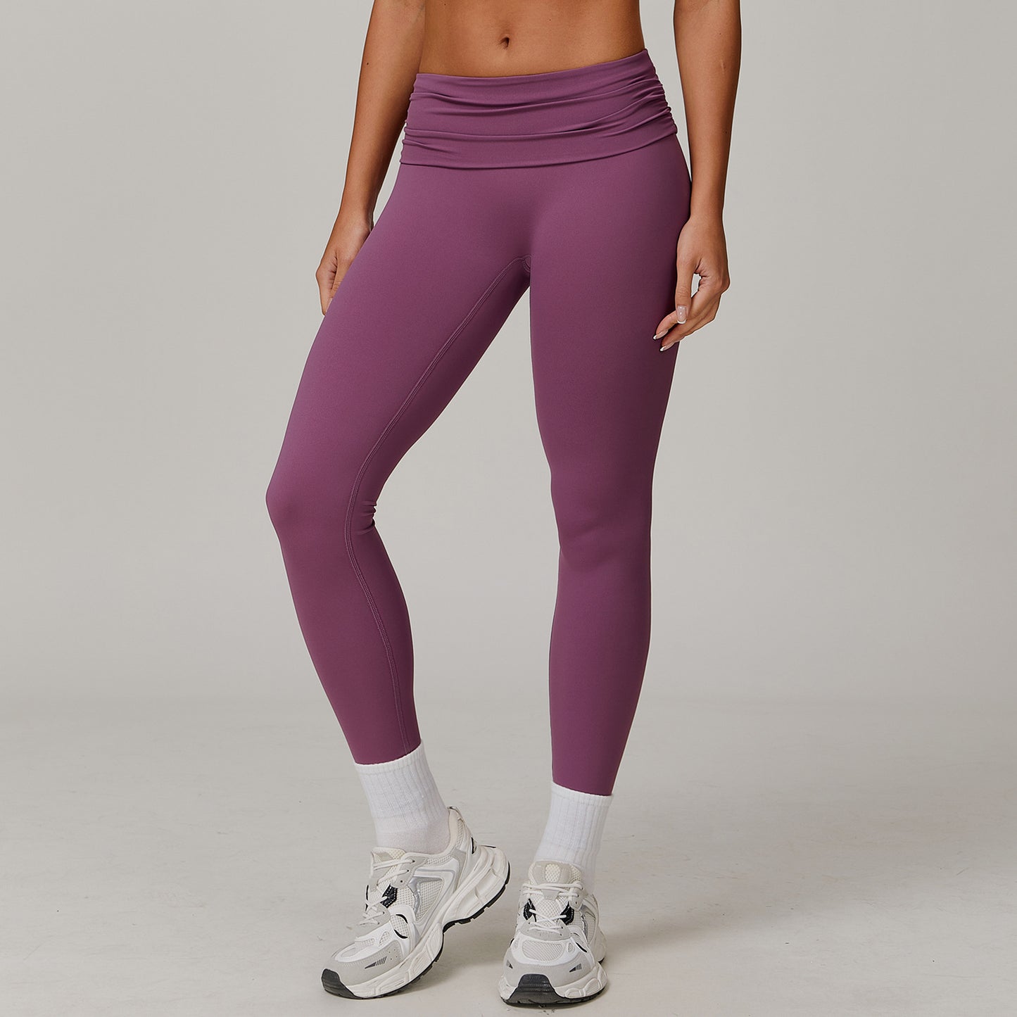 Fold High Waist Yoga Pants Women's Cloud-feeling Belly Contracting And Hip Lifting Sports Pants