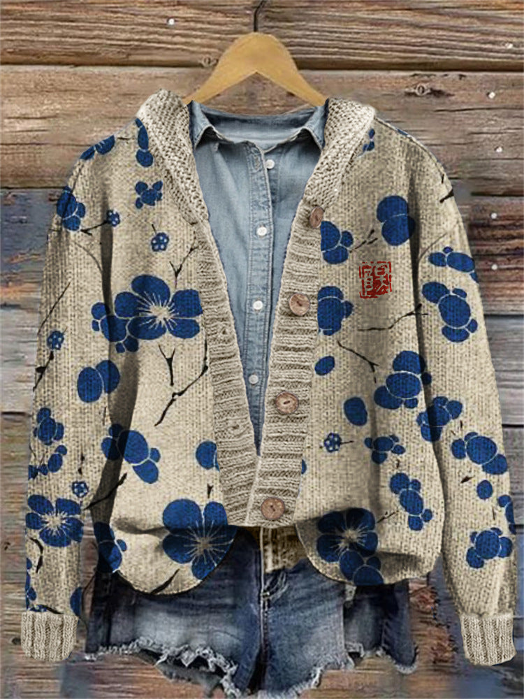 3D Digital Print Cardigan Strikket Frakke Damebeklædning