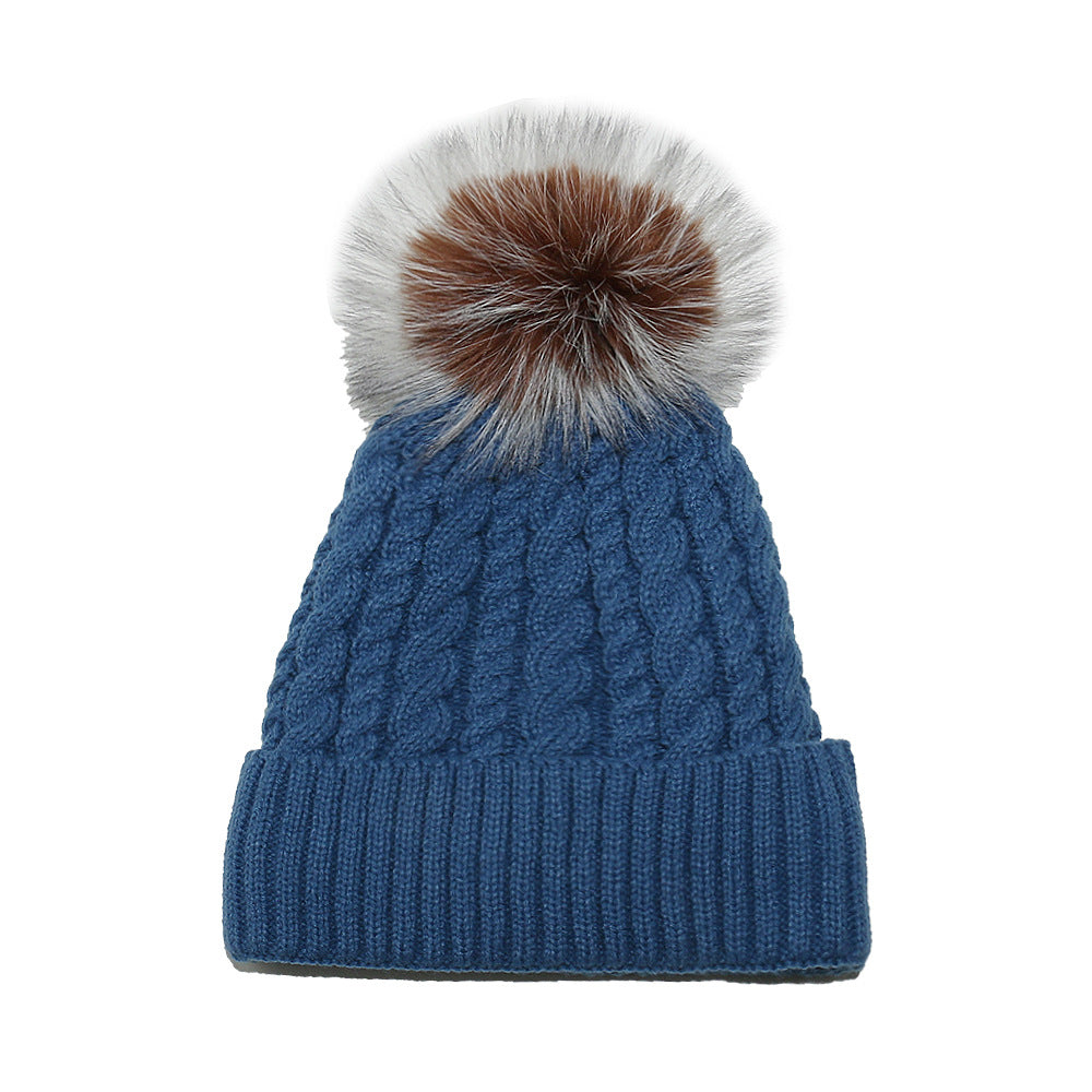 Fleece Lined Padded Warm Keeping Solid Color Woolen Hat