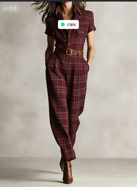 Notched Lapel Wide-leg Jumpsuit