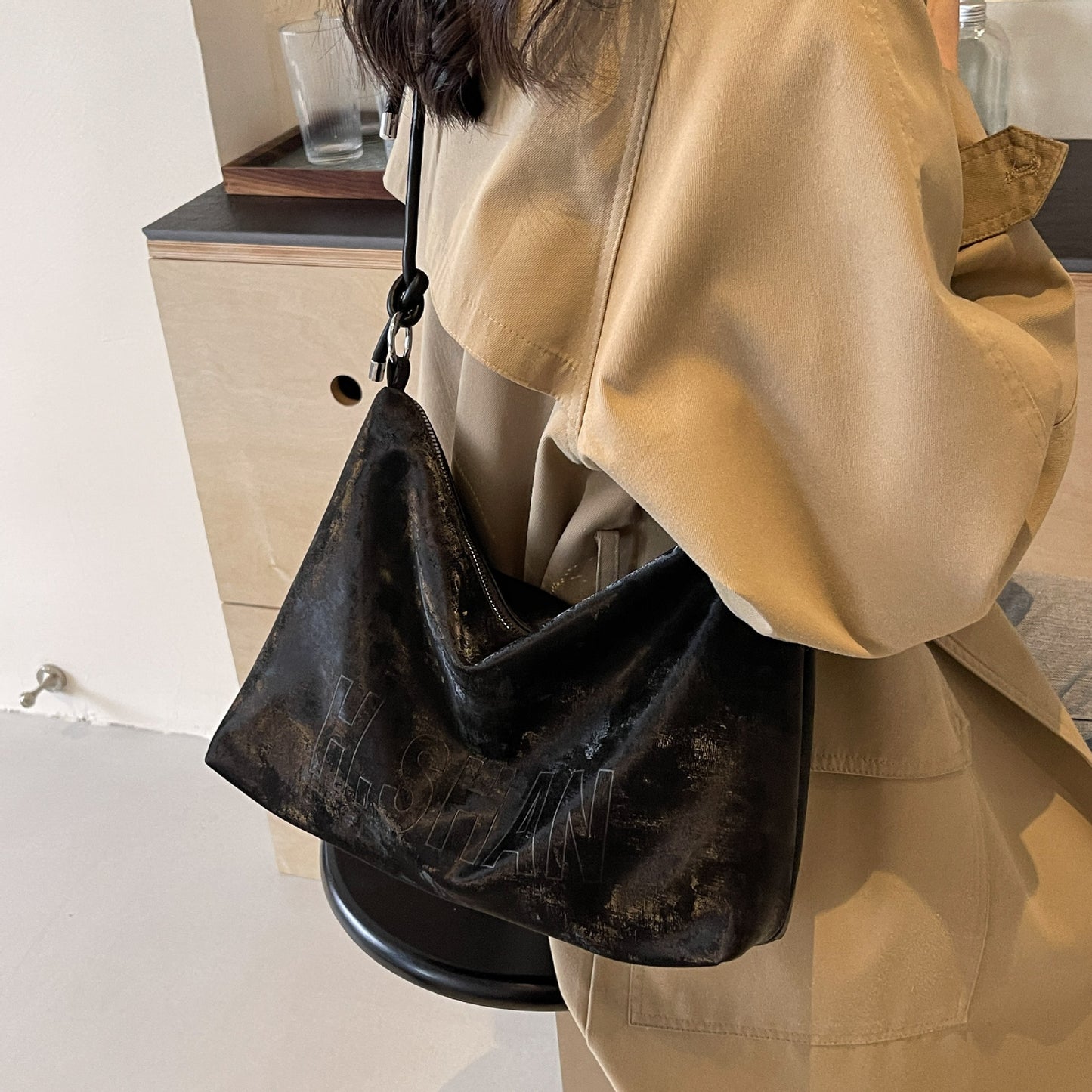 Efterår og vinter crossbody stor kapacitet spandtaske mode all-match høj sans