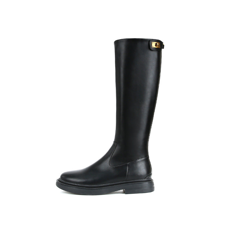Women's Back Zipper Long But Knee Leather Boots