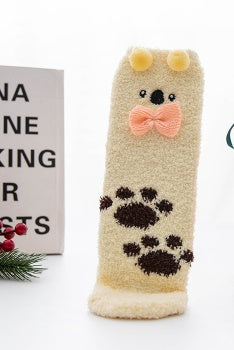 Christmas Stocking Triangle Boxed Coral Velvet Floor Socks Thickened