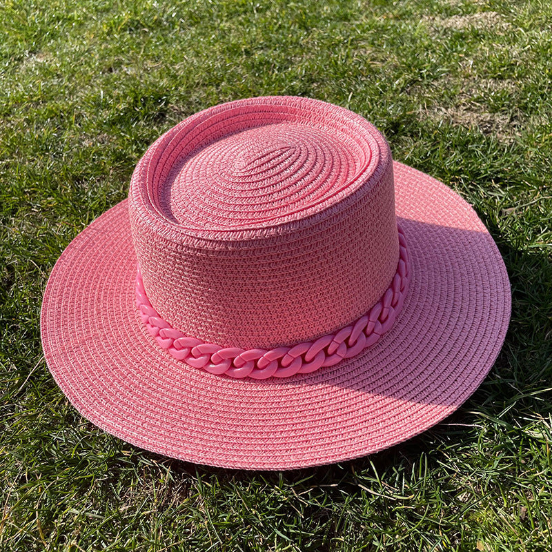 Candy Girl Chain Straw Hat Beach Big Brim