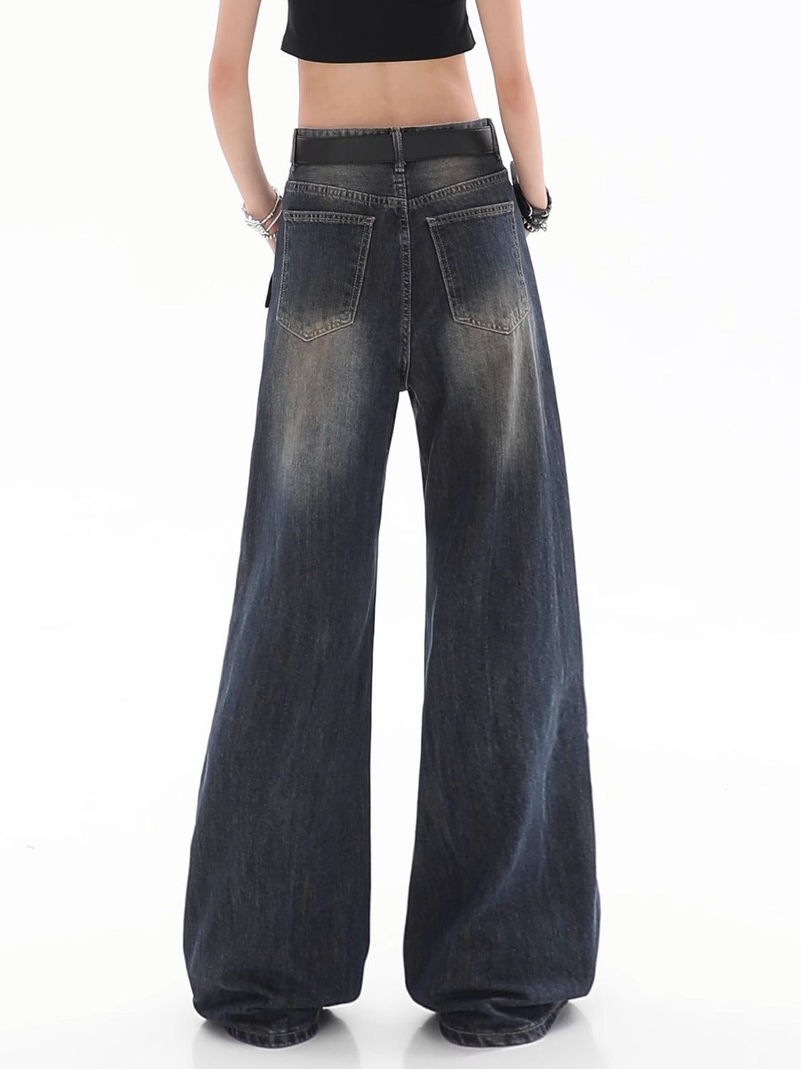 Women's Loose Drooping Vintage Distressed Straight Jeans