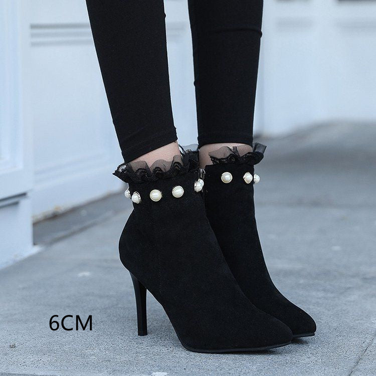 High Heeled Pointed Toe And All Match Warm Women's Shoes