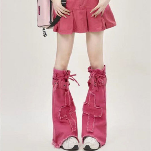 Dopamine Girl Cross Slightly Flared Jeans Leg Warmer