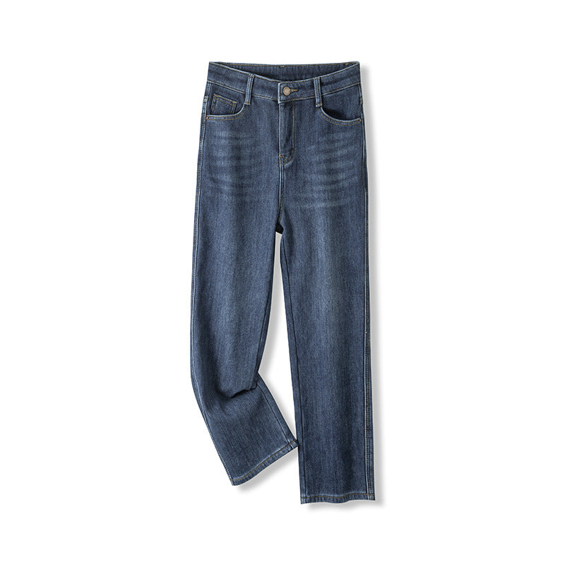 Fleece-lined Thick Cropped Jeans For Women