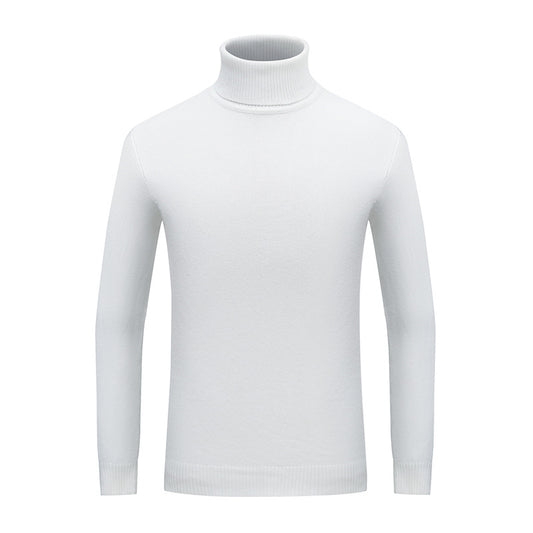Mænds Hule Ensfarvede Rullekrave Sweater Mode Afslappet All-match Enkel Sweater