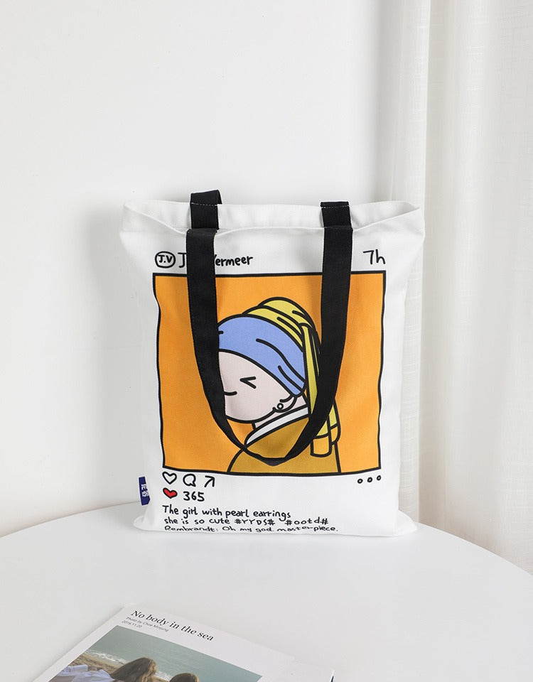 Illustration Ins Style Cute Portable Shoulder Canvas Bag