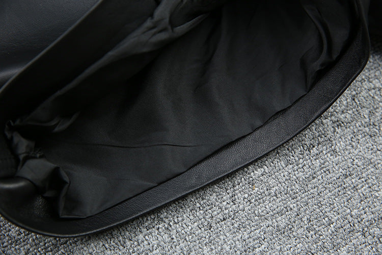 Drawstring Pocket Casual Leather Sheepskin Shorts