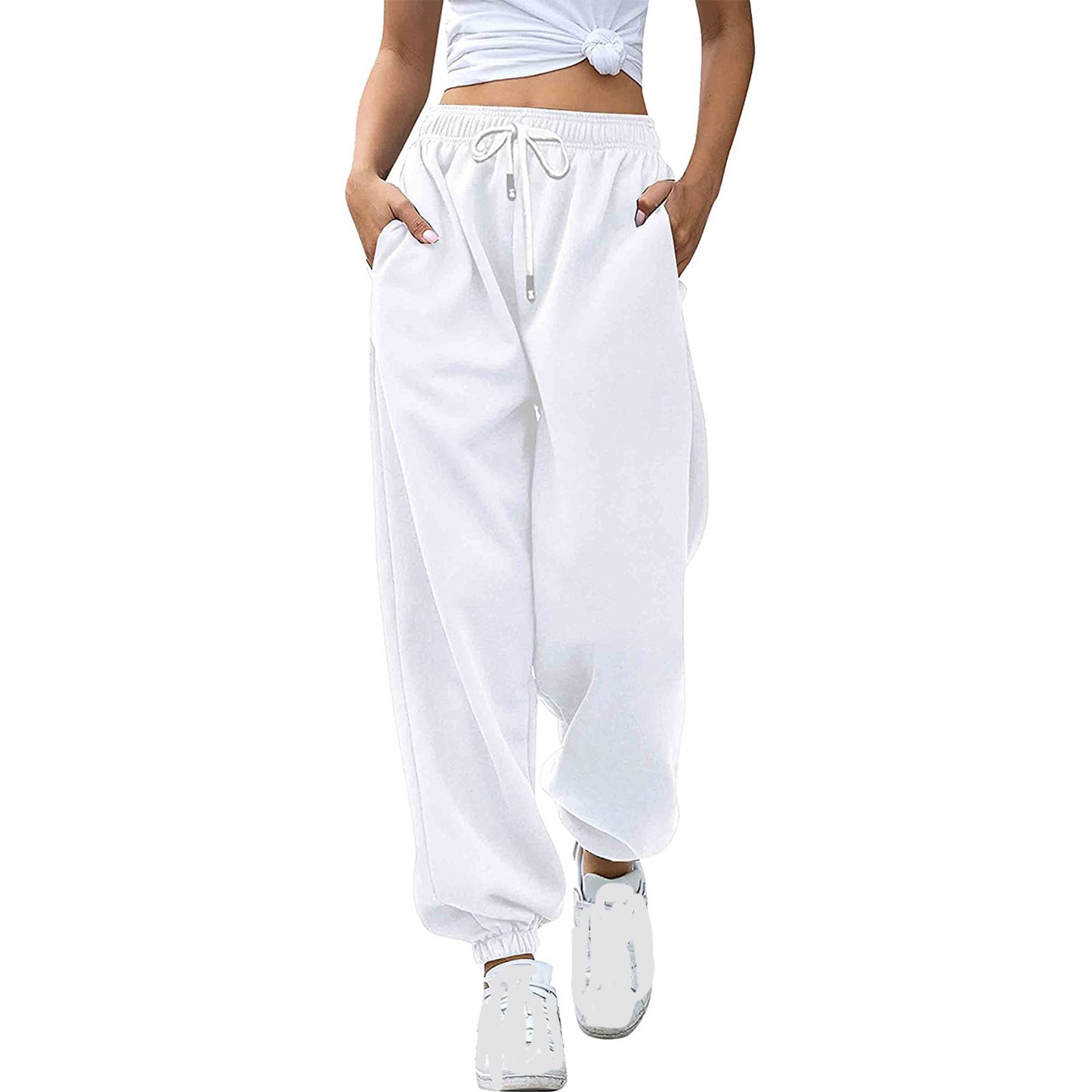 Women's Loose Leisure Sports Drawstring Wide Leg Ankle Banded Pants