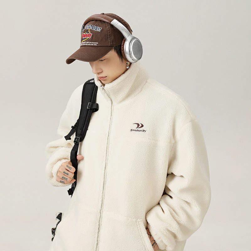 Artificial Lamb Wool Cotton-padded Jacket Stand Collar Coat