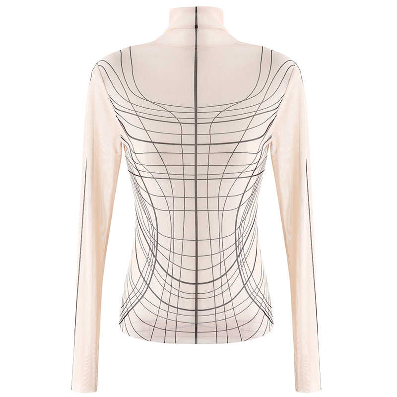 Line Tattoo Clothing Turtleneck Bottoming Shirt Women's High Elastic Long Sleeve T-shirt