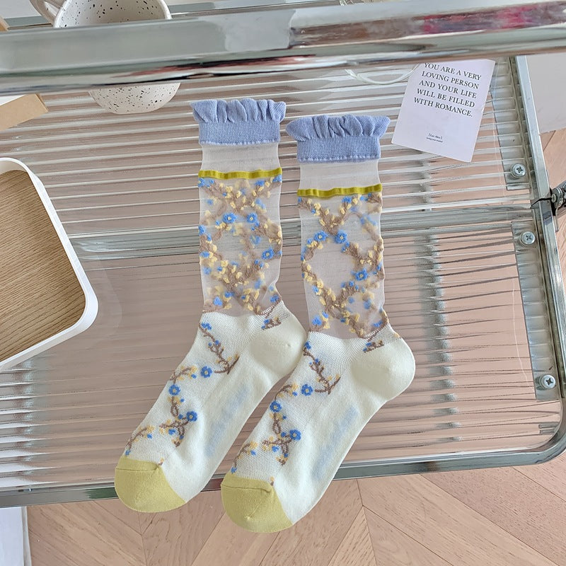 Retro Haze Blue Long Socks